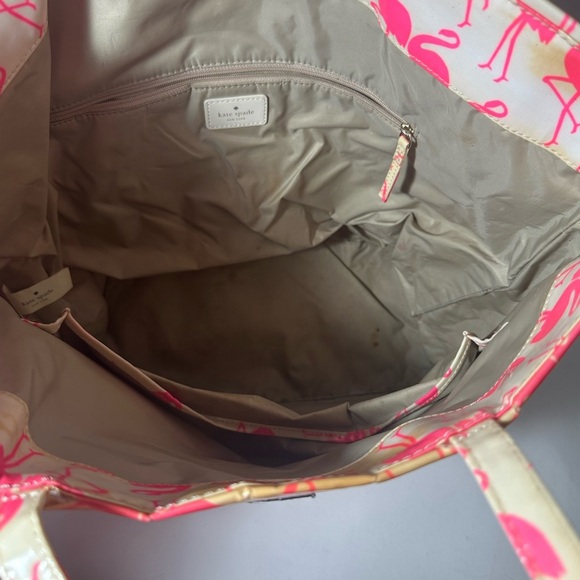Kate Spade Pink and White Tote with Playful Flamingo Design - Picture 5 of 5